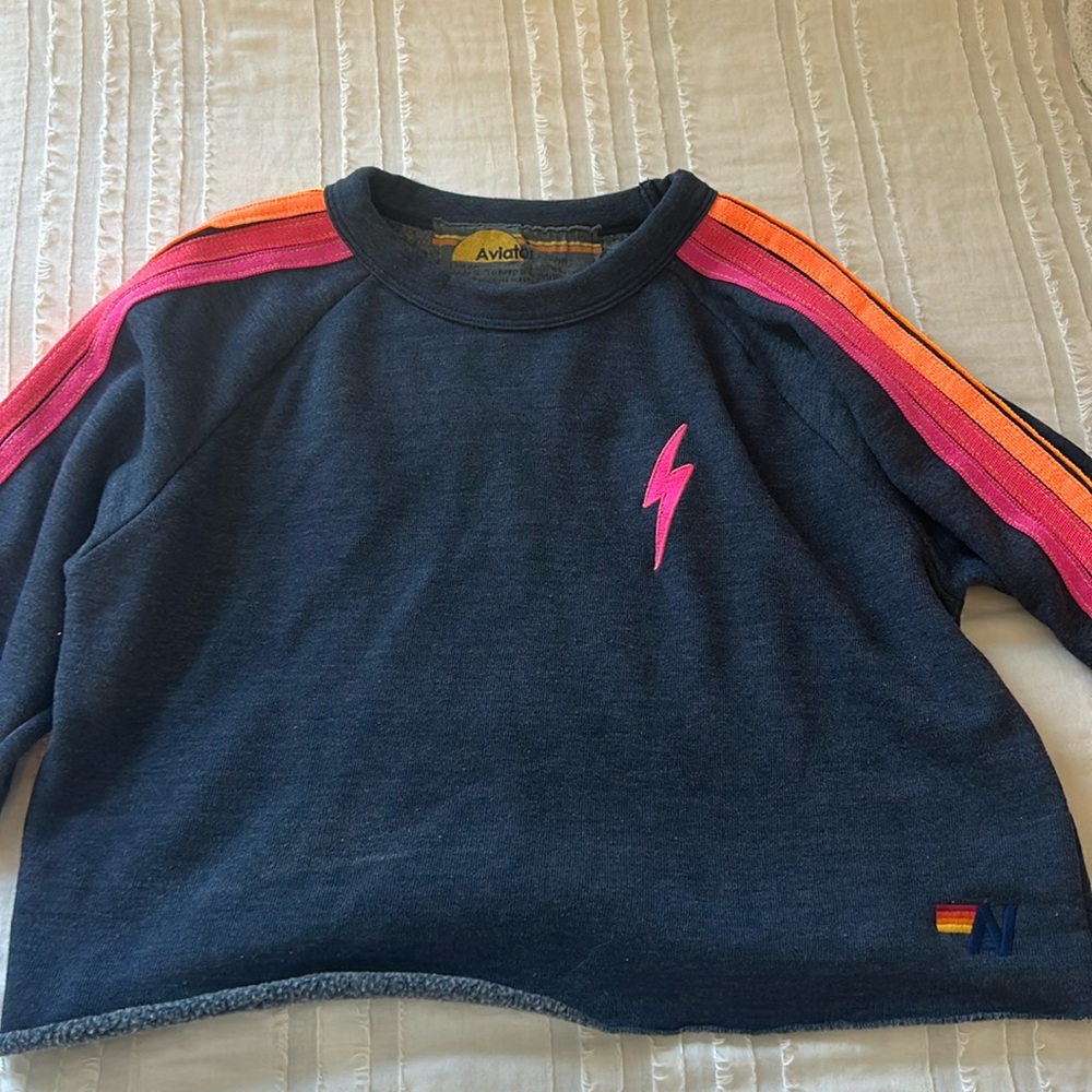 Aviator nation cropped crew neck